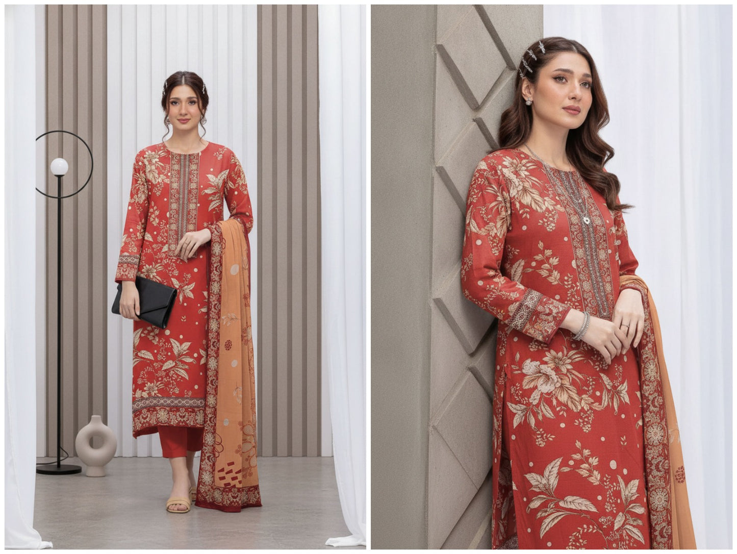 Noor Afshan Slub Printed 3Piece D-003