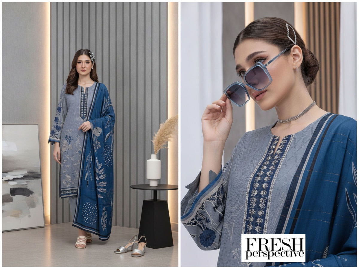 Noor Afshan Slub Printed 3Piece D-002
