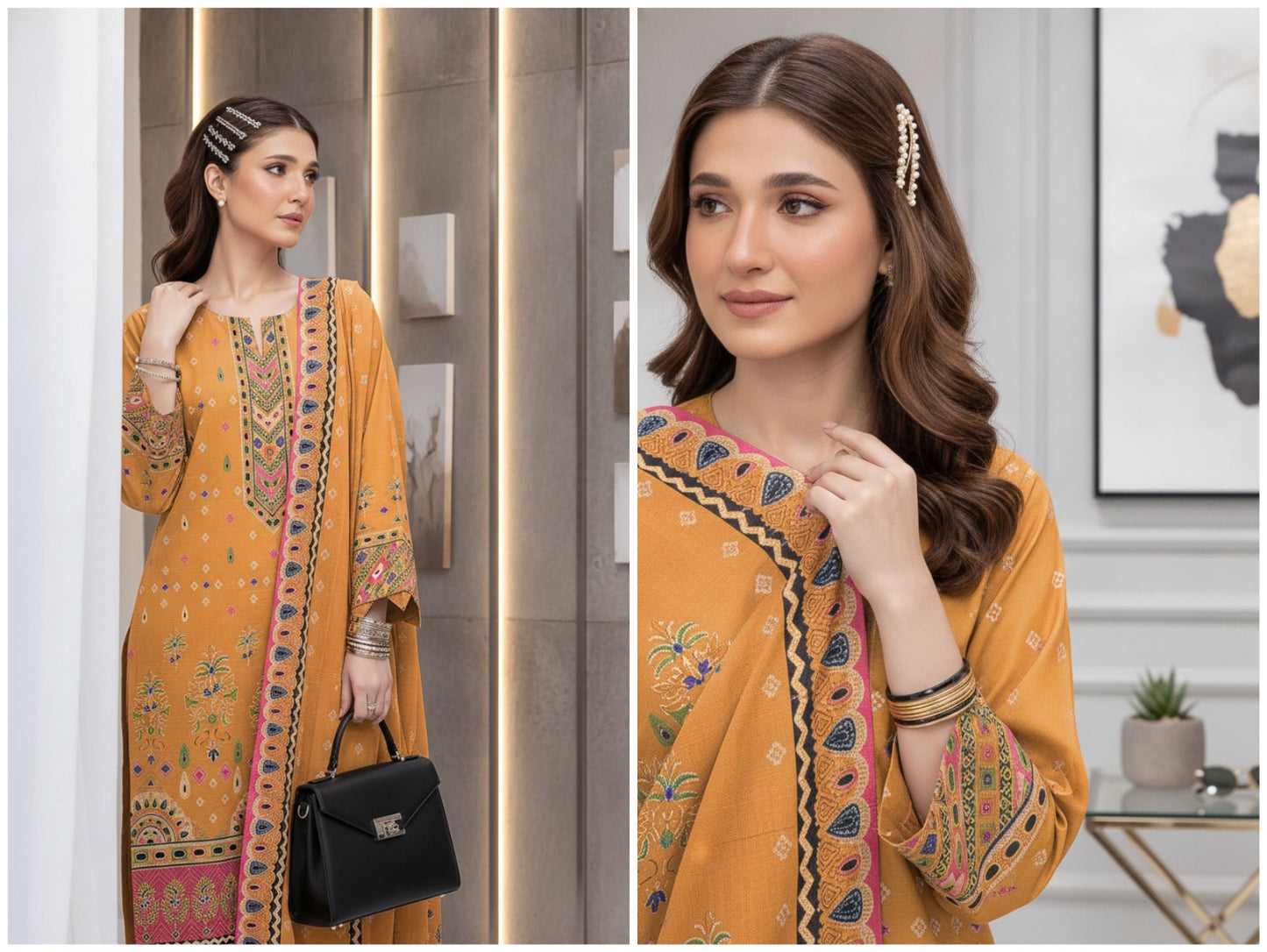 Noor Afshan Slub Printed 3Piece D-007