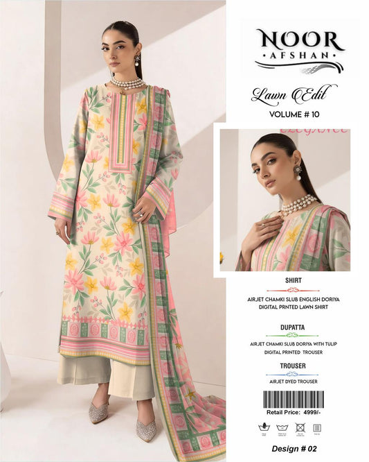 Noor Afshan Chamki Lawn 3Piece D-002