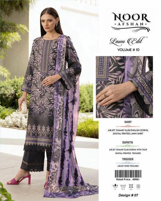 Noor Afshan Chamki Lawn 3Piece D-007