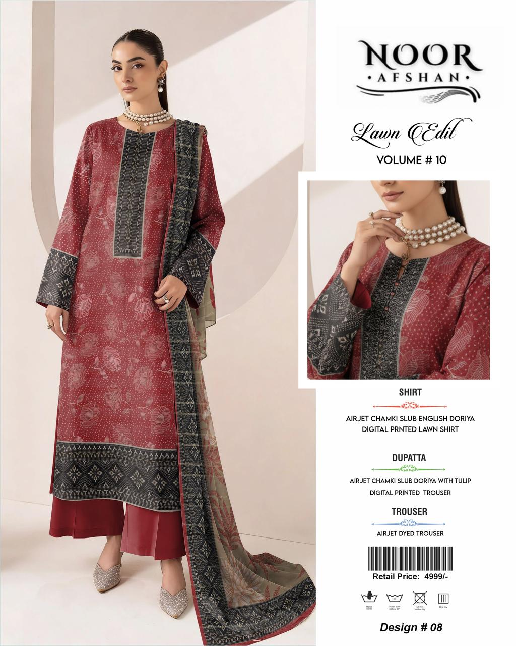 Noor Afshan Chamki Lawn 3Piece D-008