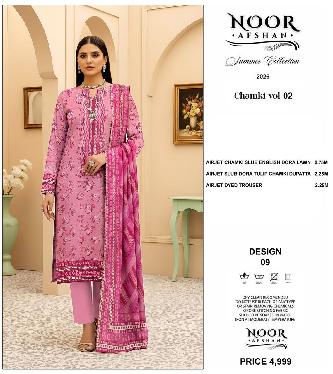 Noor Afshan Chamki Lawn 3Piece D-009