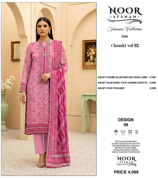 Noor Afshan Chamki Lawn 3Piece D-009