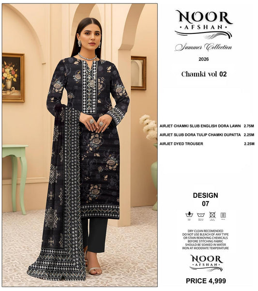 Noor Afshan Chamki Lawn 3Piece D-007