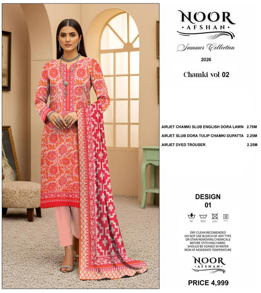 Noor Afshan Chamki Lawn 3Piece D-001