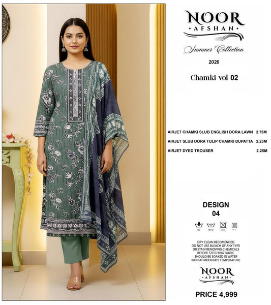 Noor Afshan Chamki Lawn 3Piece D-004