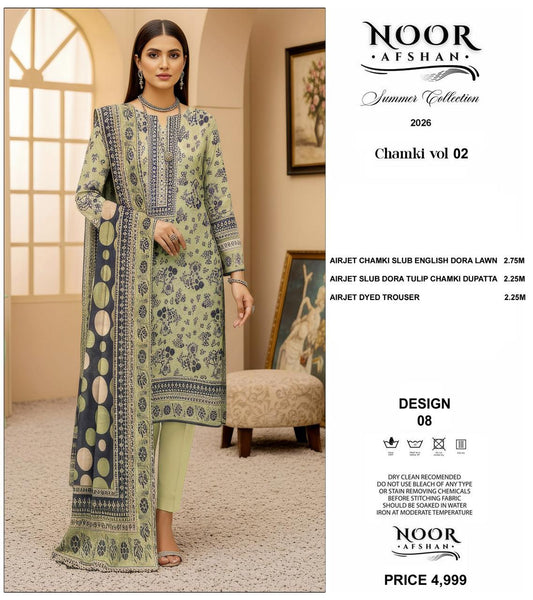 Noor Afshan Chamki Lawn 3Piece D-008