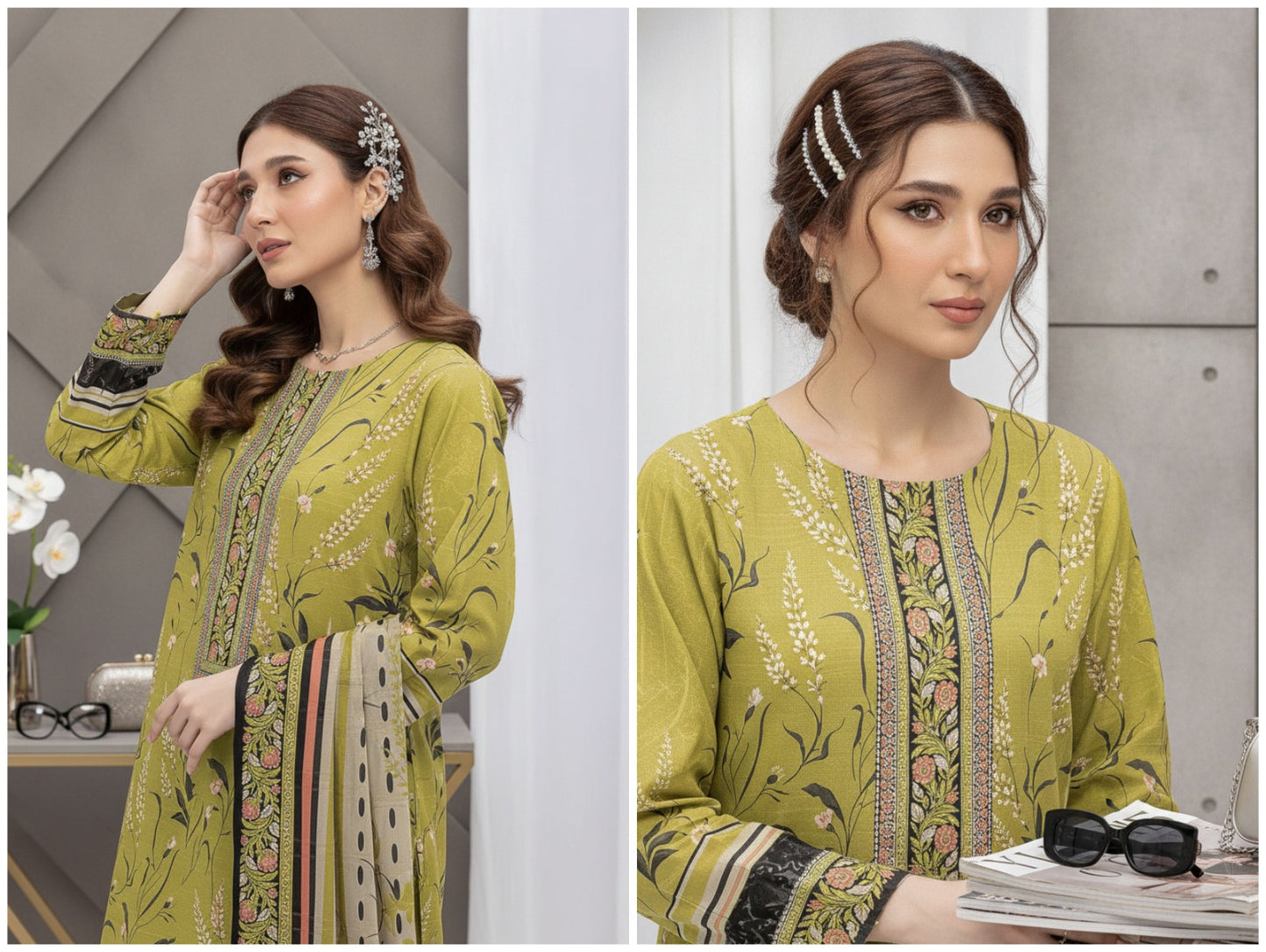 Noor Afshan Slub Printed 3Piece D-005