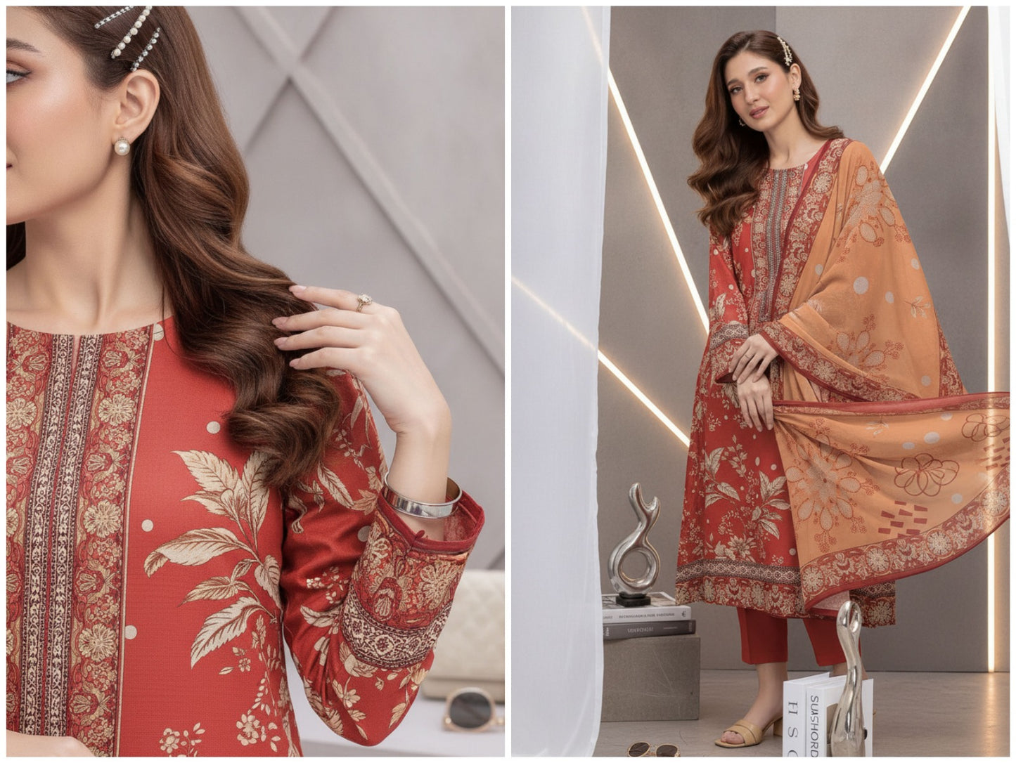 Noor Afshan Slub Printed 3Piece D-003