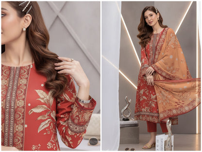 Noor Afshan Slub Printed 3Piece D-003