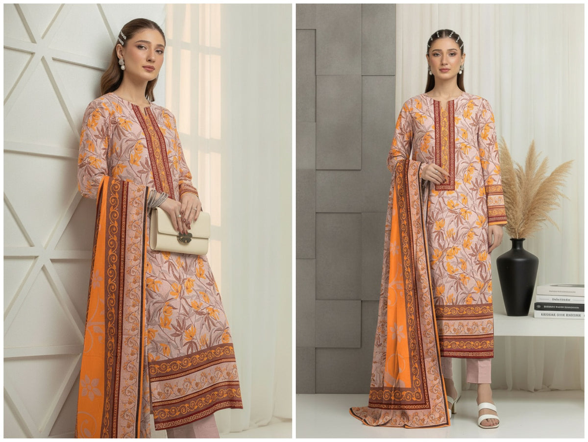 Noor Afshan Slub Printed 3Piece D-001