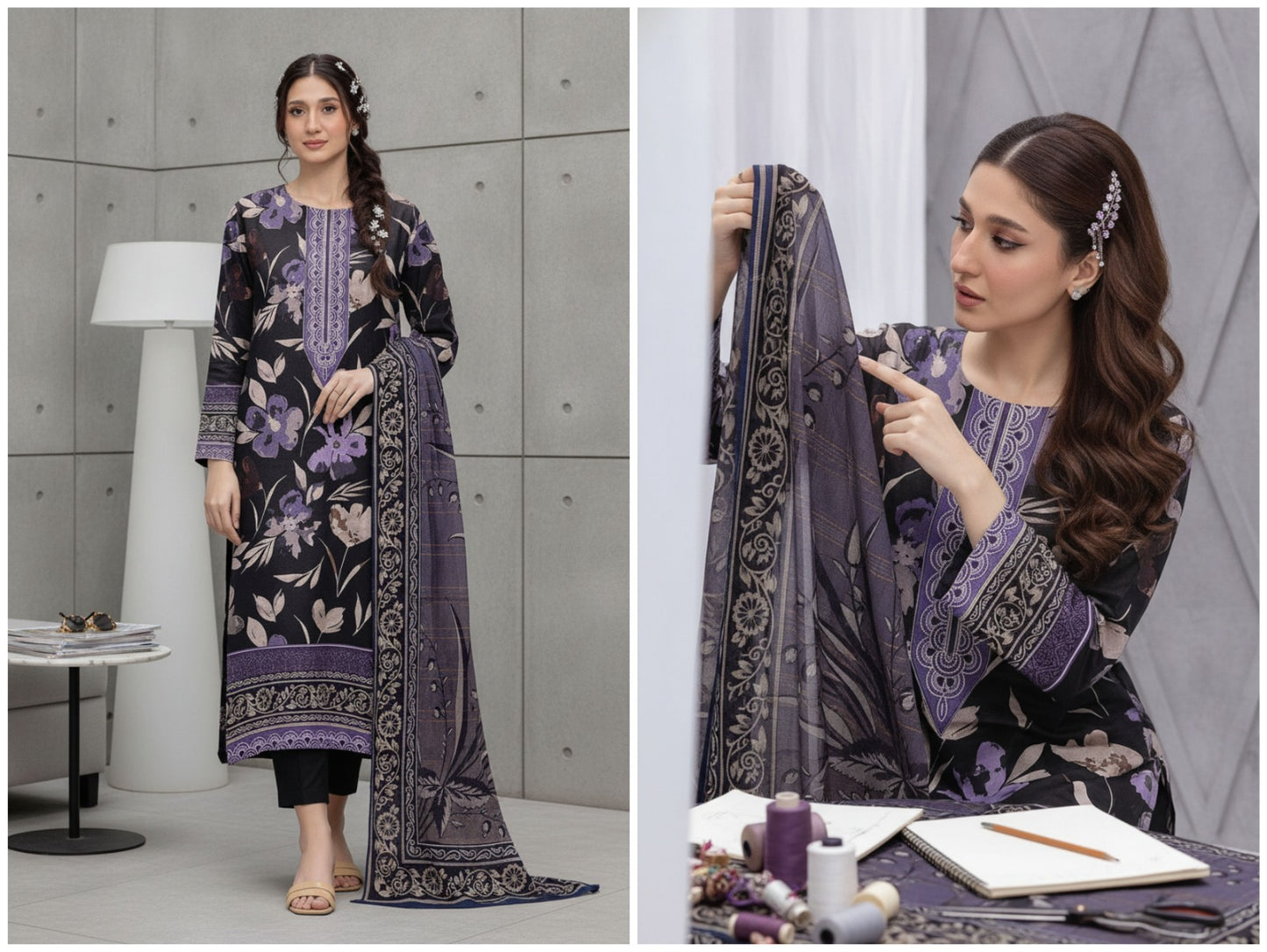 Noor Afshan Slub Printed 3Piece D-010