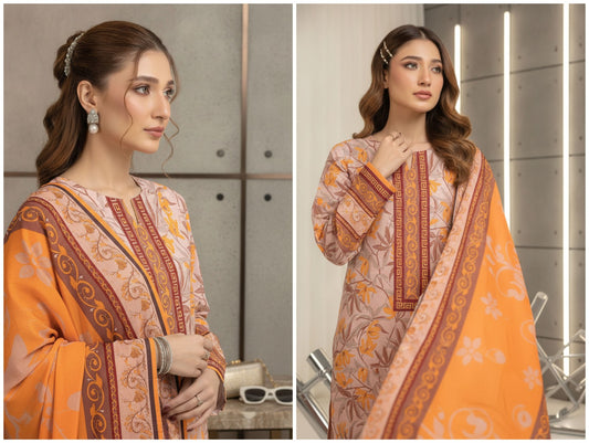Noor Afshan Slub Printed 3Piece D-001