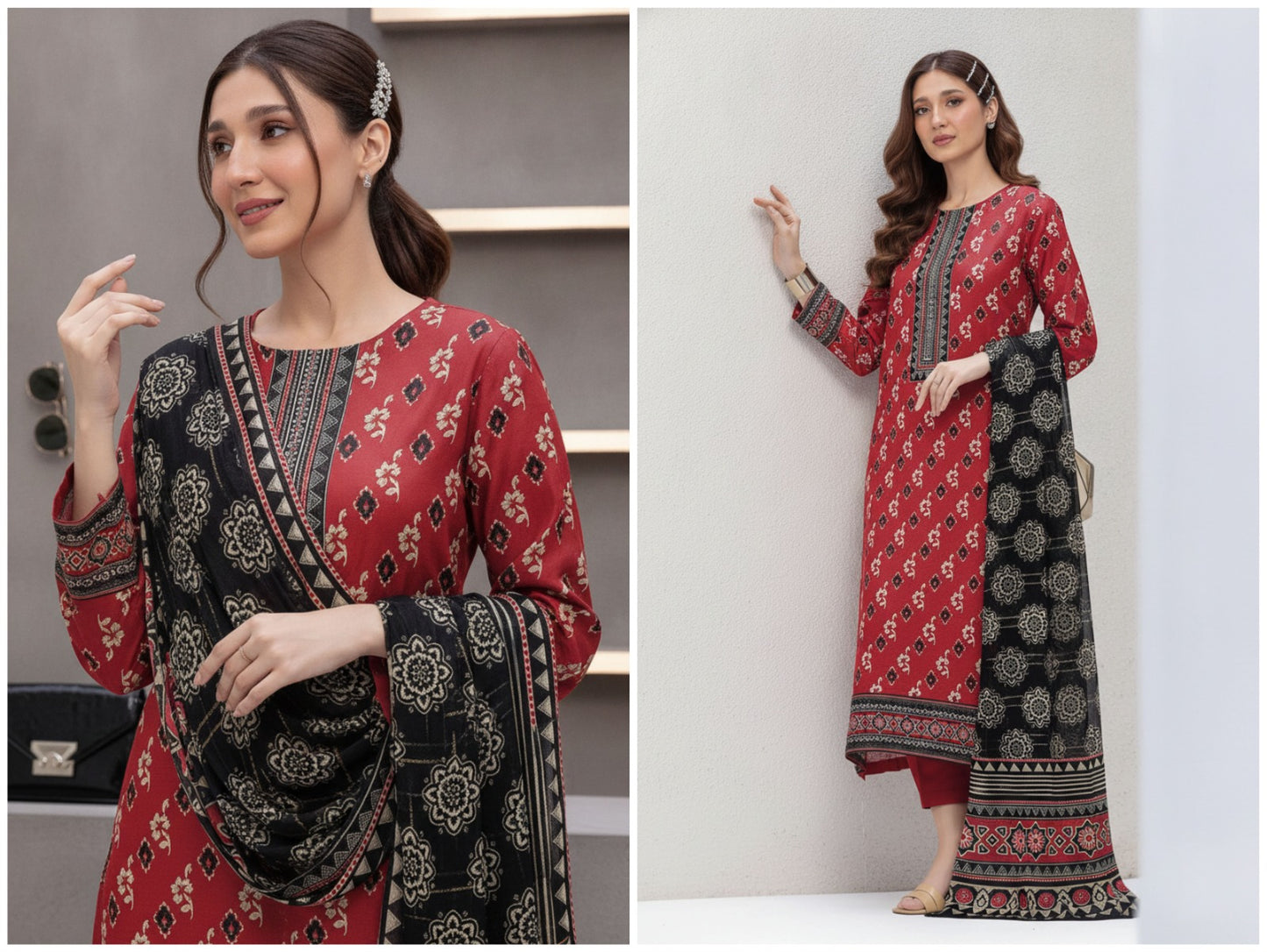 Noor Afshan Slub Printed 3Piece D-009