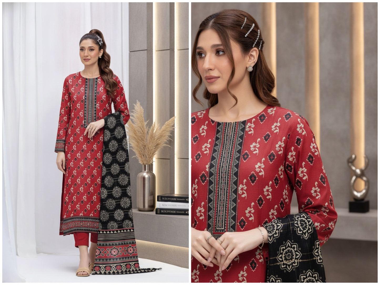 Noor Afshan Slub Printed 3Piece D-009