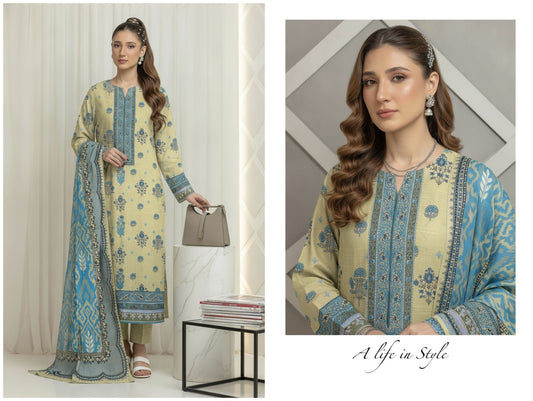 Noor Afshan Slub Printed 3Piece D-008